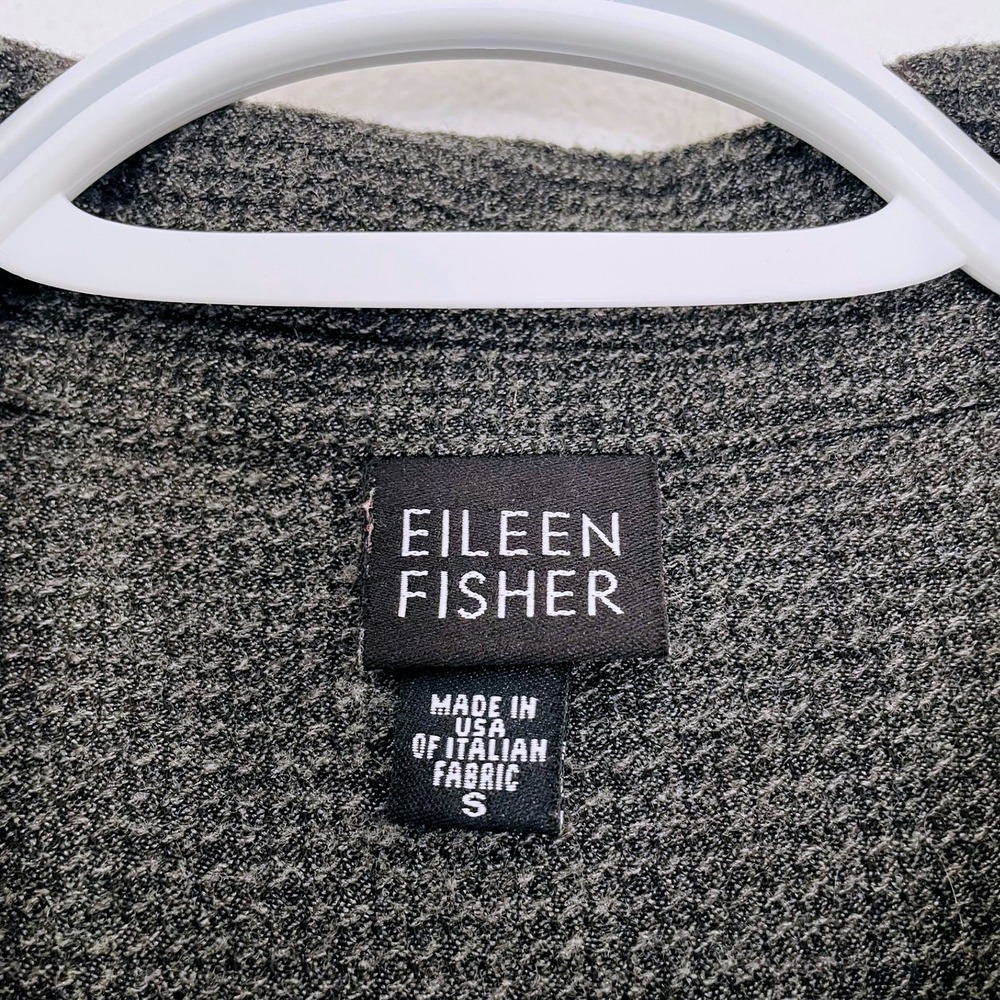 Eileen Fisher Waffle Wool Blend Italian Button Front Shirt Jacket Grey Womens SM - Picture 5 of 9